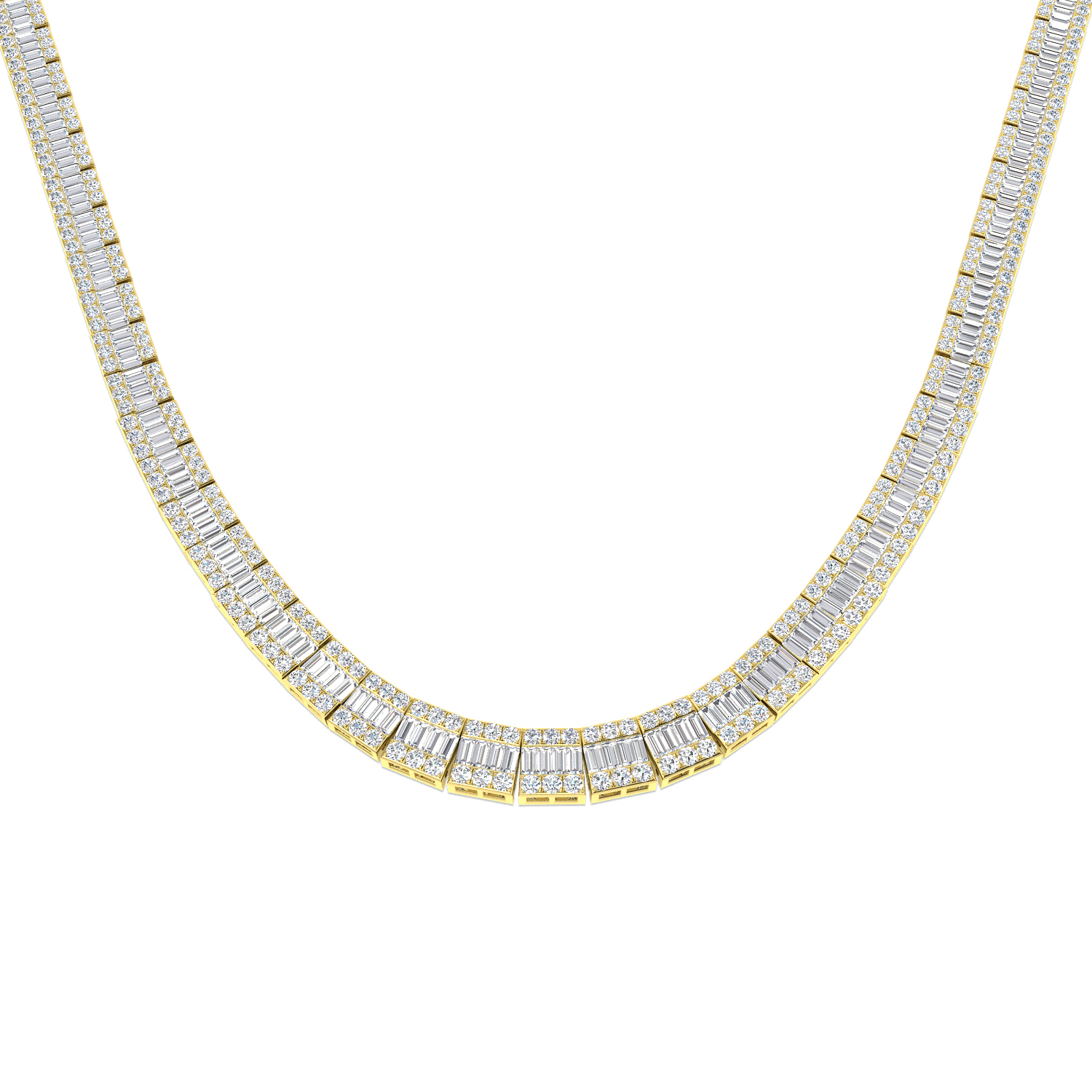15.25 ct Natural Diamond Baguette Necklace