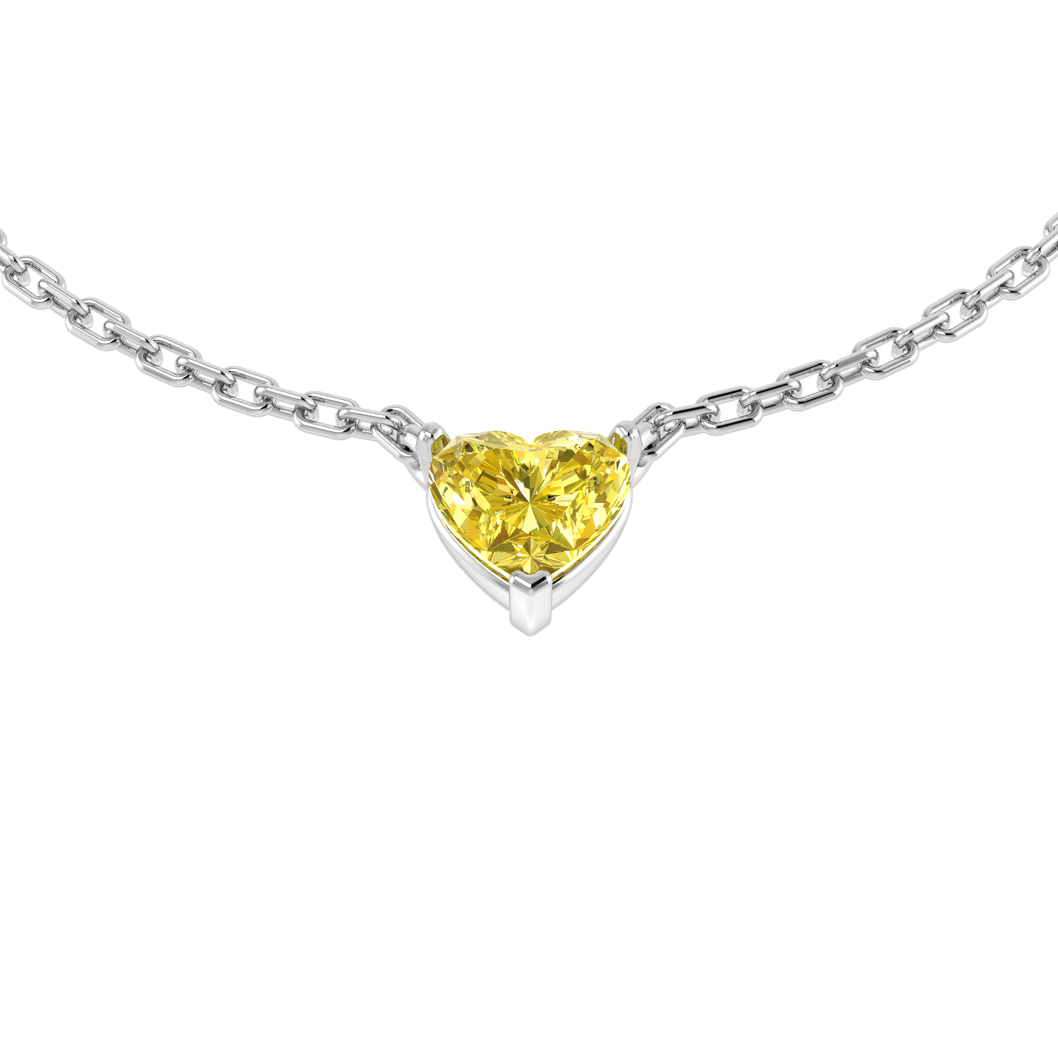 0.4 Ct Yellow Diamond Heart Cut  in 18K White Gold