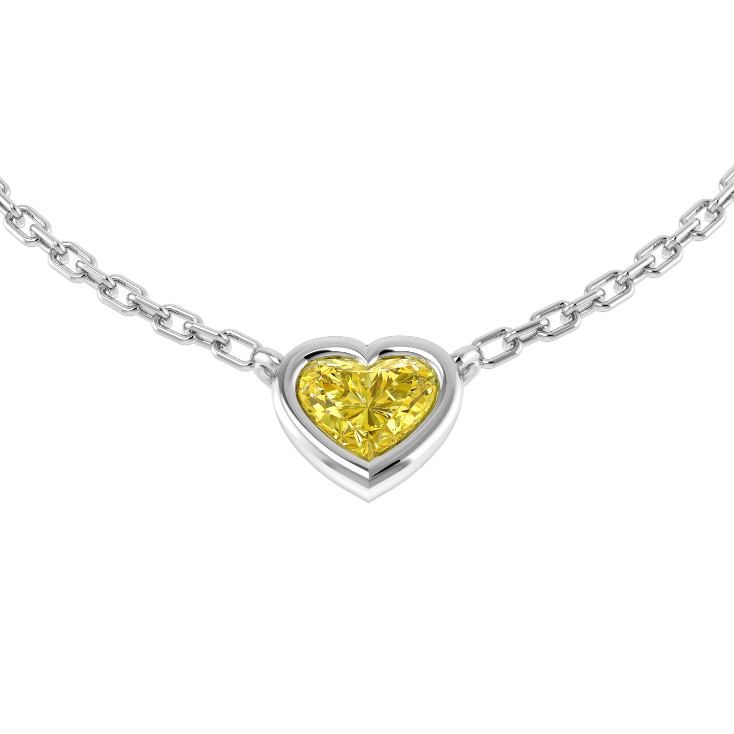 0.35 ct Yellow Diamond Heart Necklaces