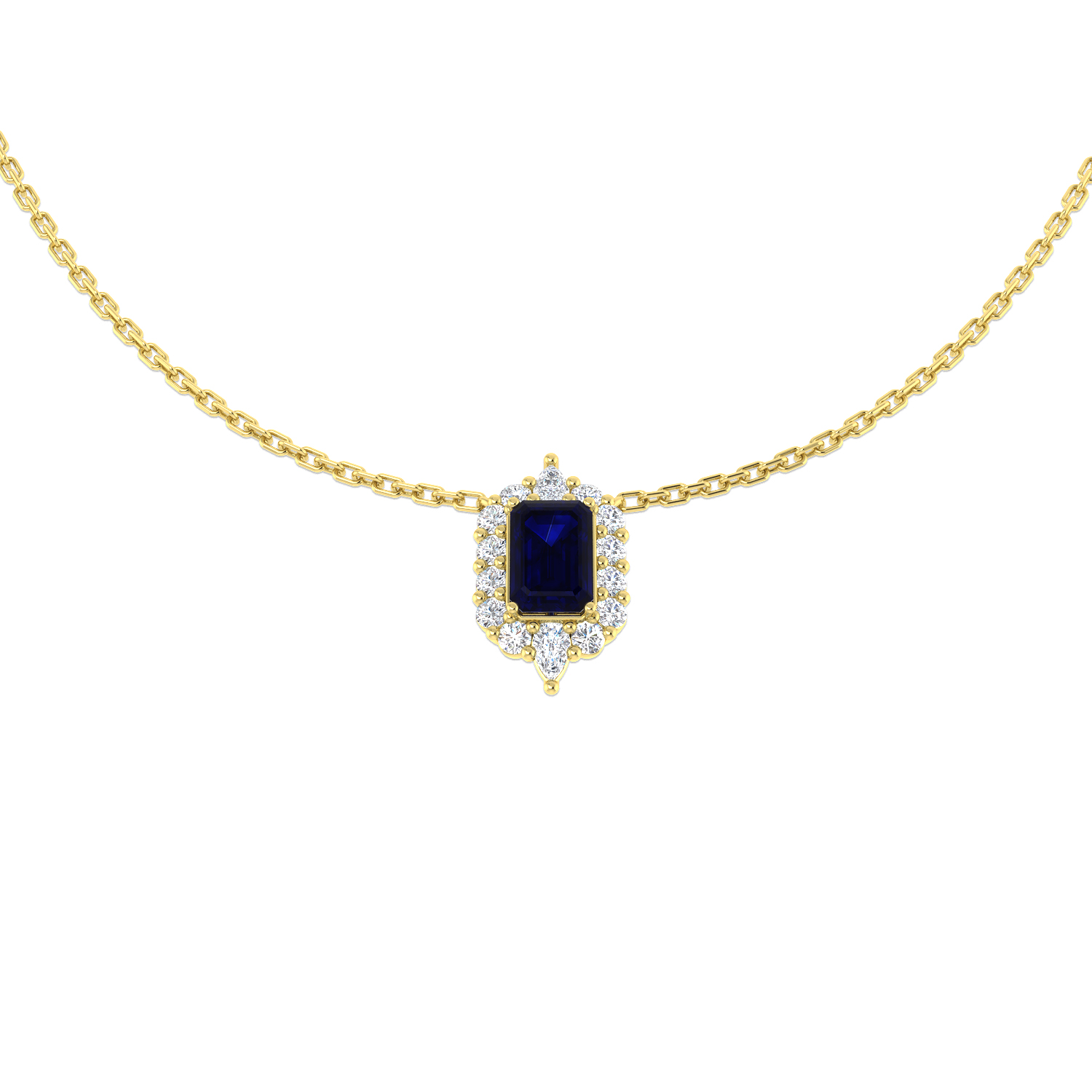1.1 ct Blue Sapphire Emerald Necklace