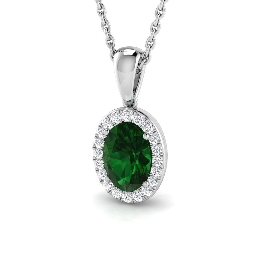 0.8 ct Natural Diamond Emerald Pendant