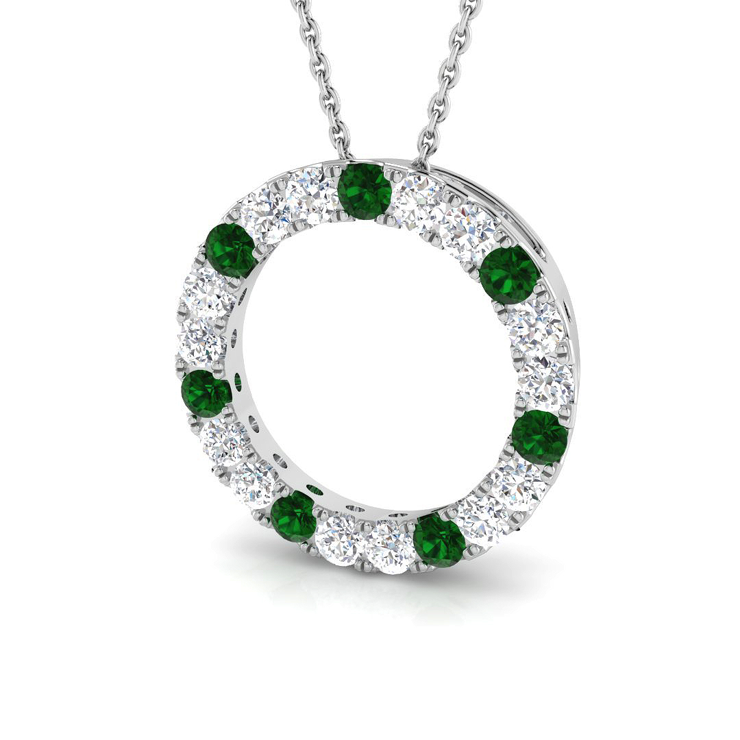 1 ct Natural Diamond Emerald Pendant