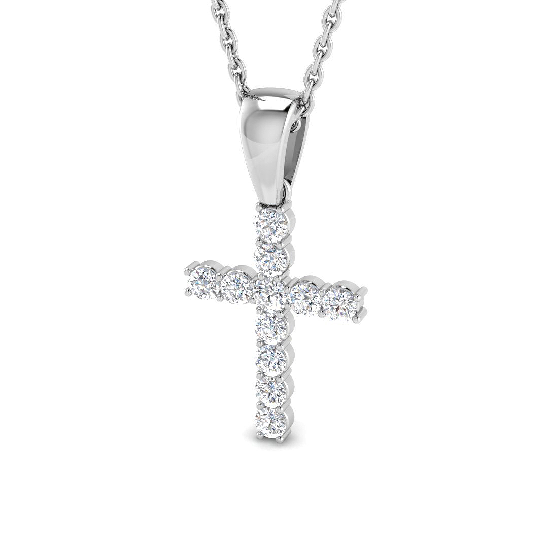 0.25 ct Natural Diamond Round Cross Pendant