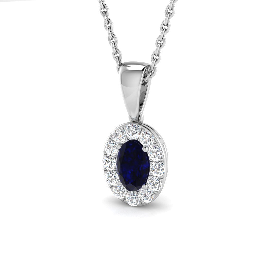 0.45 ct Blue Sapphire Oval Pendant