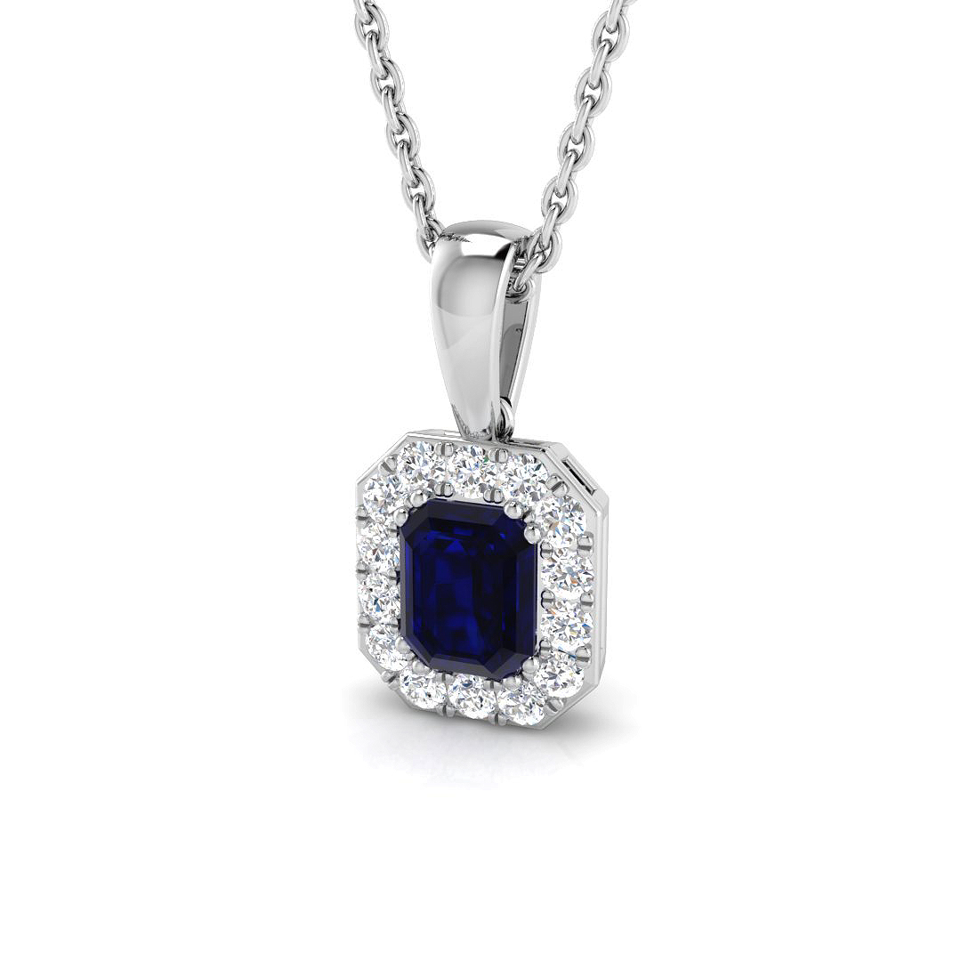 0.75 ct Blue Sapphire Emerald Pendant