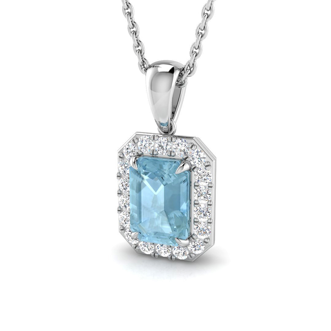 0.95 ct Aquamarine Emerald Pendant