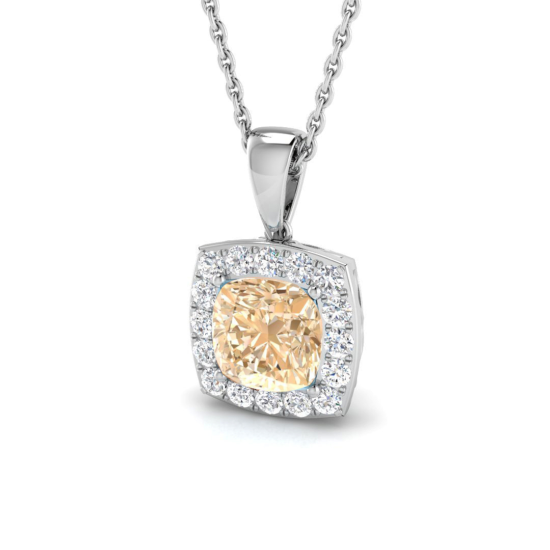 1 Ct Morganite Cushion Cut  in 9K White Gold