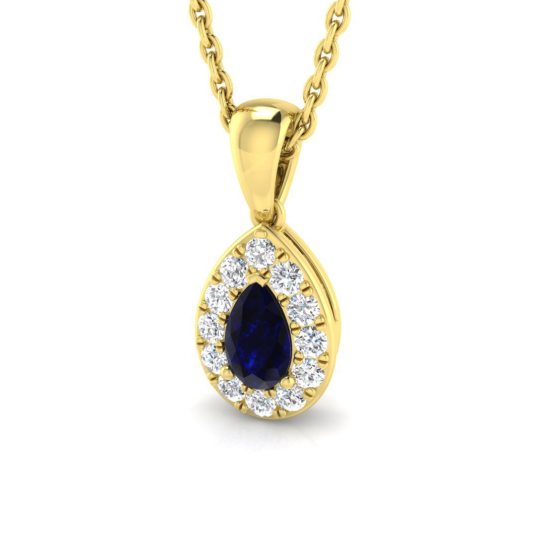 0.4 ct Blue Sapphire Pear Pendant
