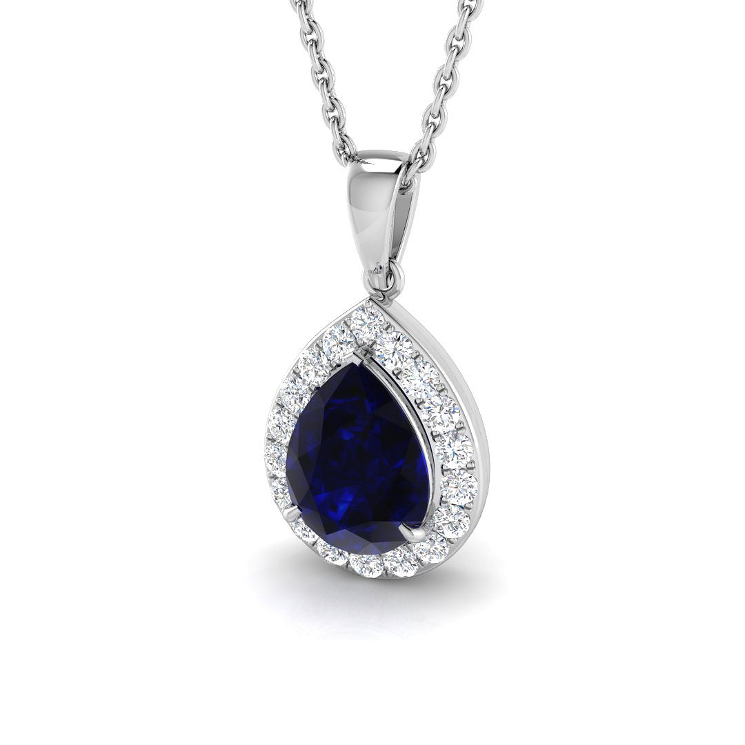 1.7 ct Blue Sapphire Pear Pendant