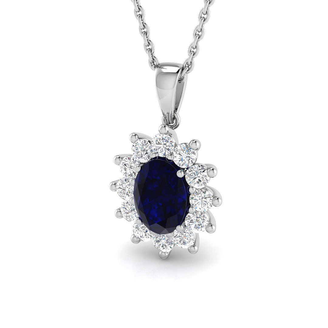 1.25 ct Blue Sapphire Oval Pendant