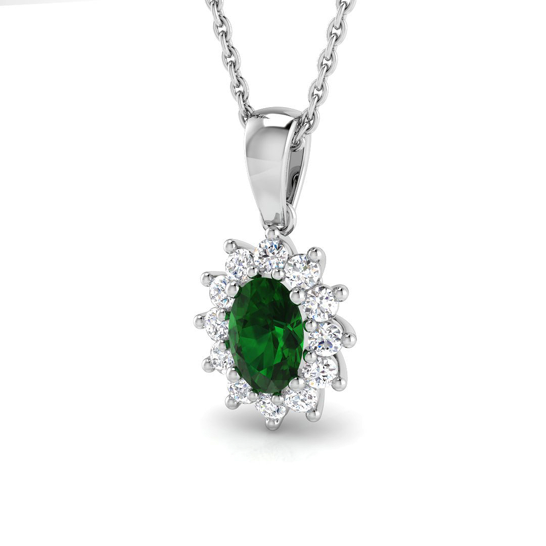 0.65 ct Natural Diamond Emerald Pendant