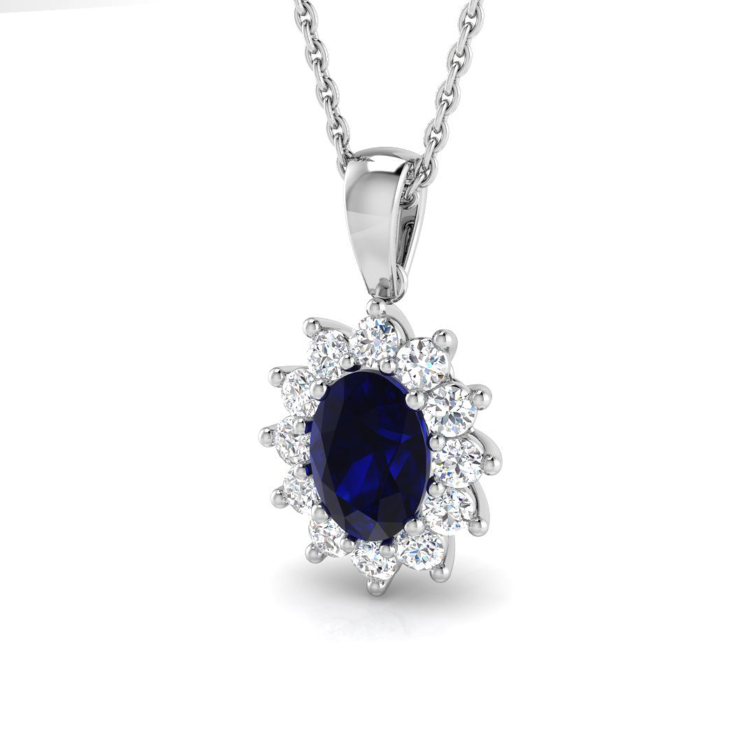 1.2 Ct Blue Sapphire Oval Cut  in 18K White Gold