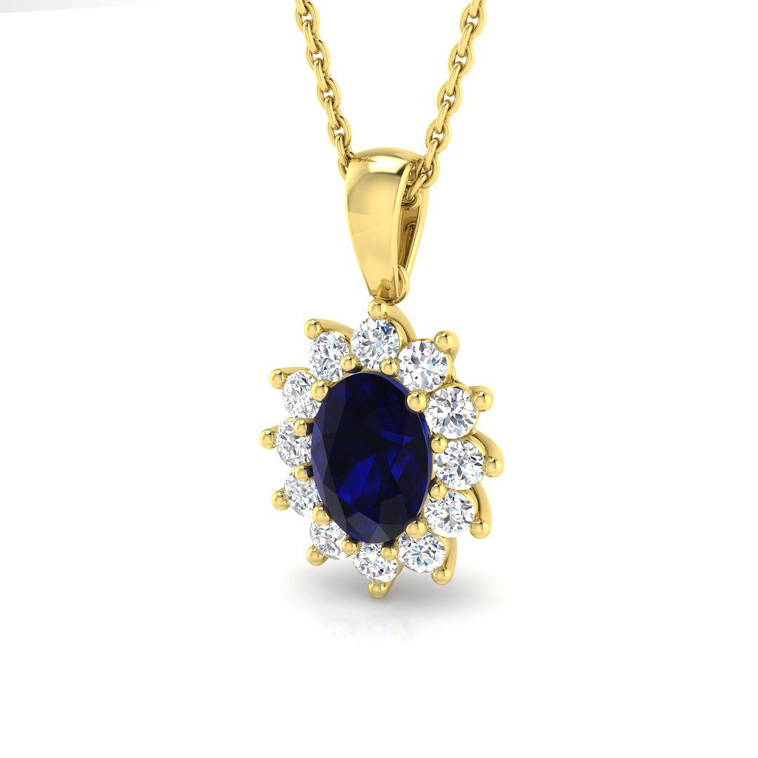 1.2 ct Blue Sapphire Oval Pendant