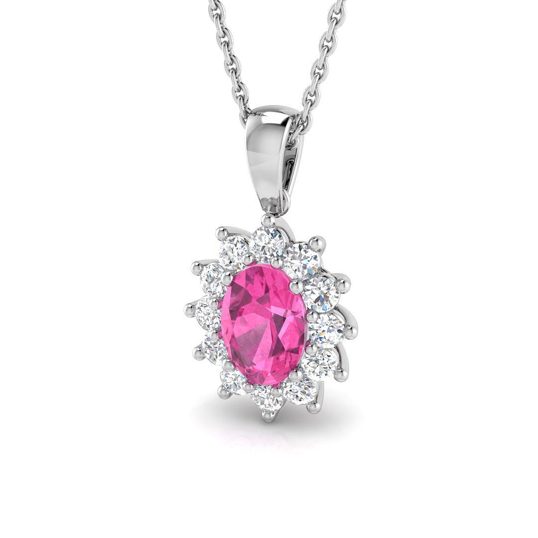 1 ct Pink Sapphire Oval Pendant