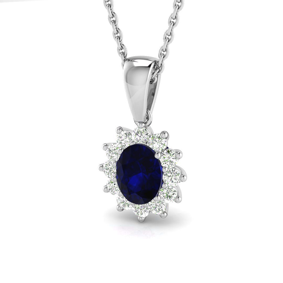 0.85 Ct Blue Sapphire Oval Cut  in 18K White Gold