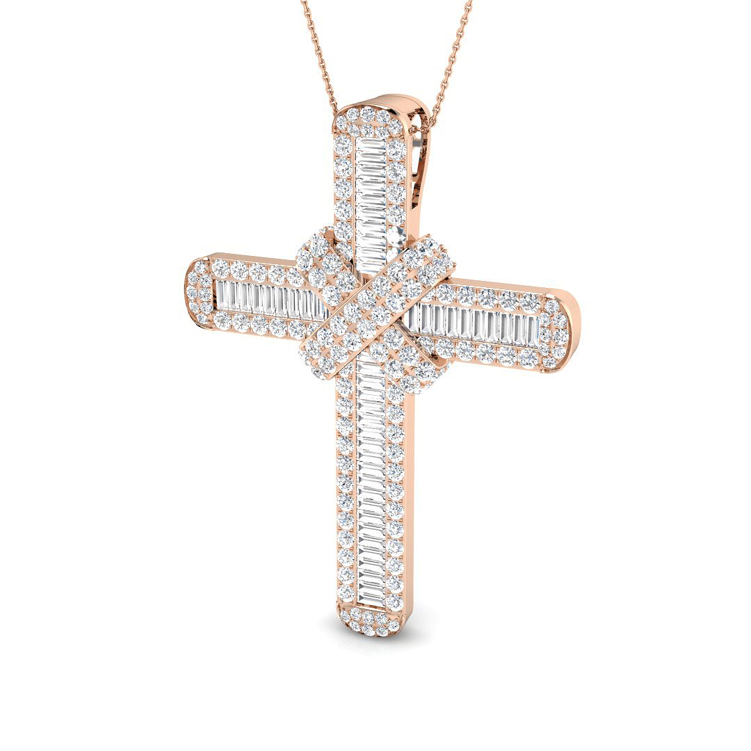 11.75 ct Natural Diamond Baguette Cross Pendant
