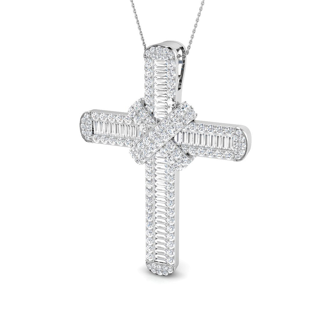 11.75 ct Natural Diamond Baguette Cross Pendant