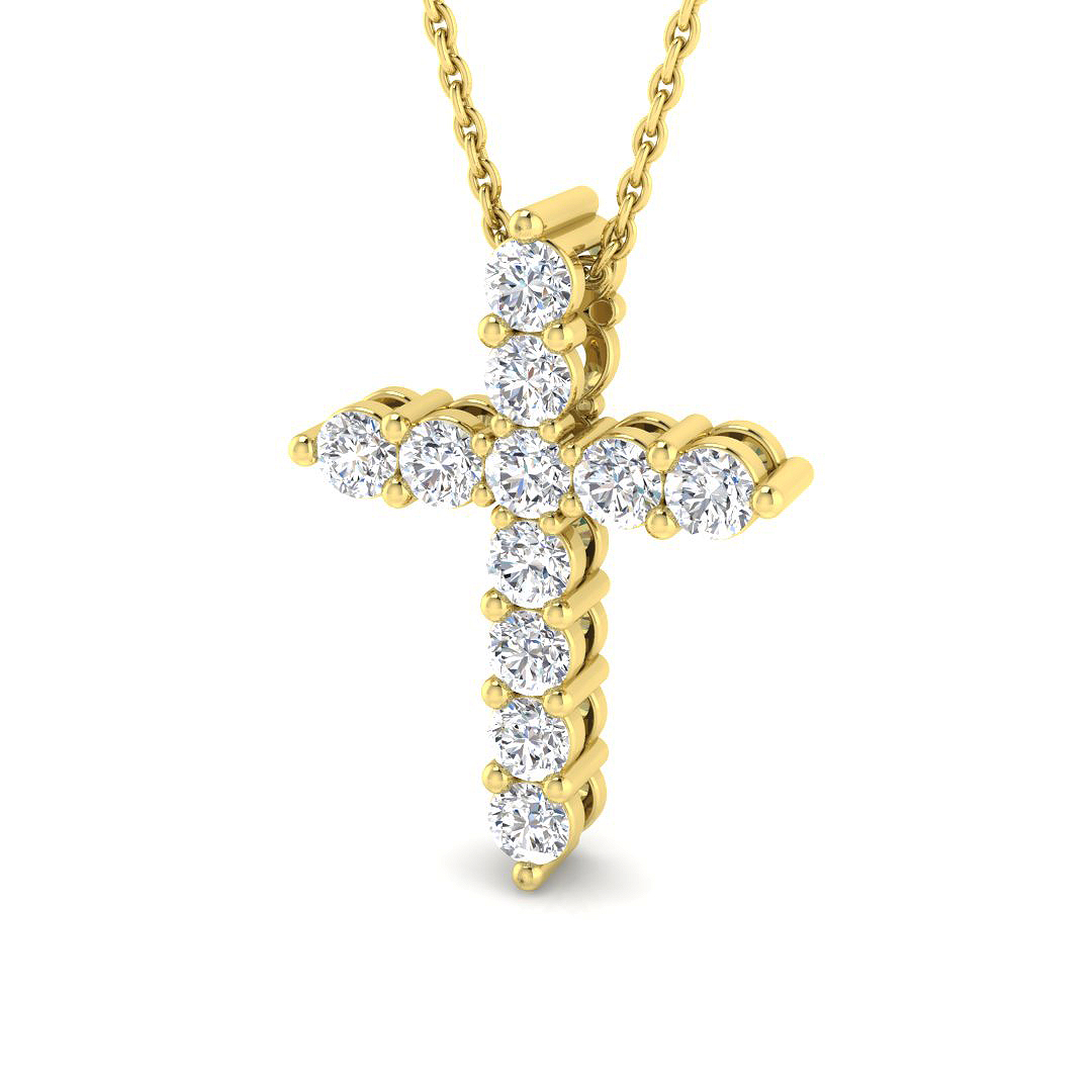0.75 ct Natural Diamond Round Cross Pendant