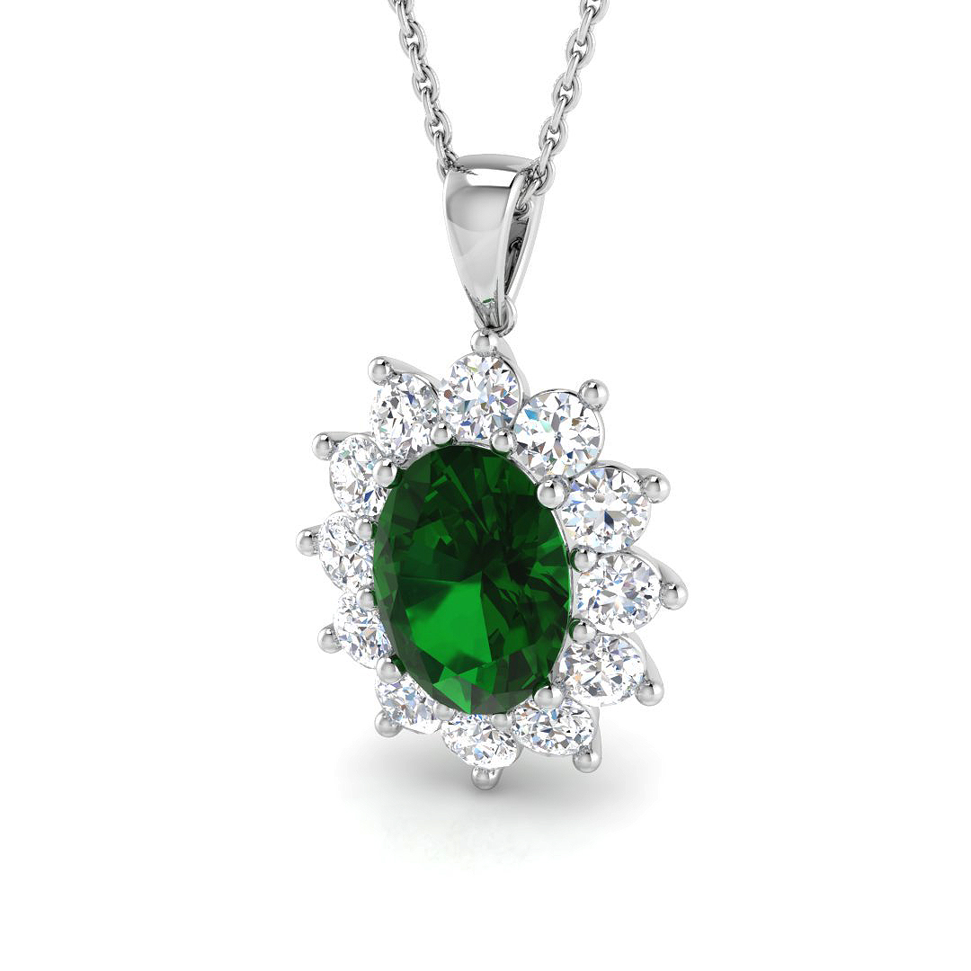 3.4 ct Natural Diamond Emerald Pendant