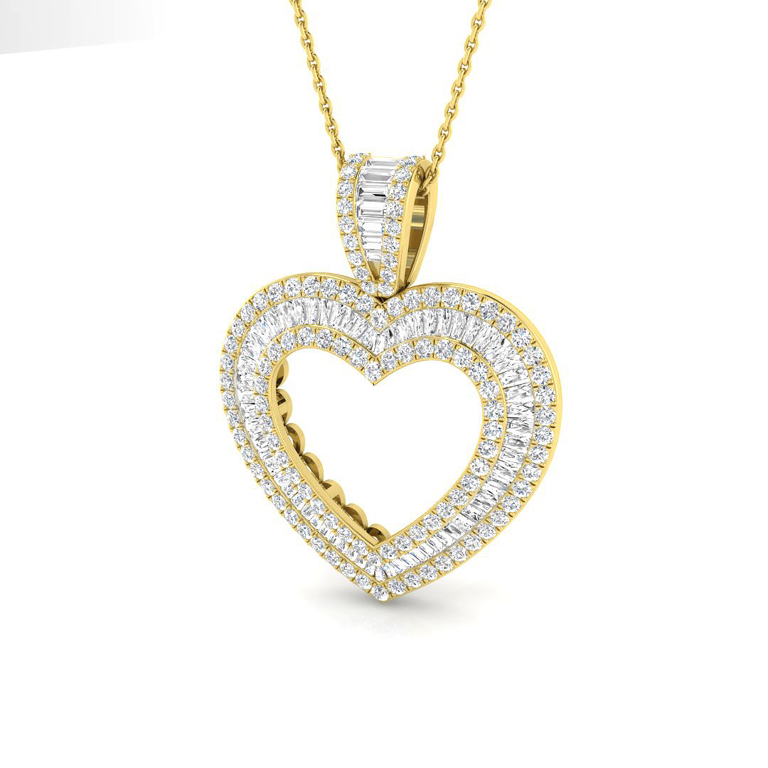 1.75 ct Natural Diamond Baguette Pendant