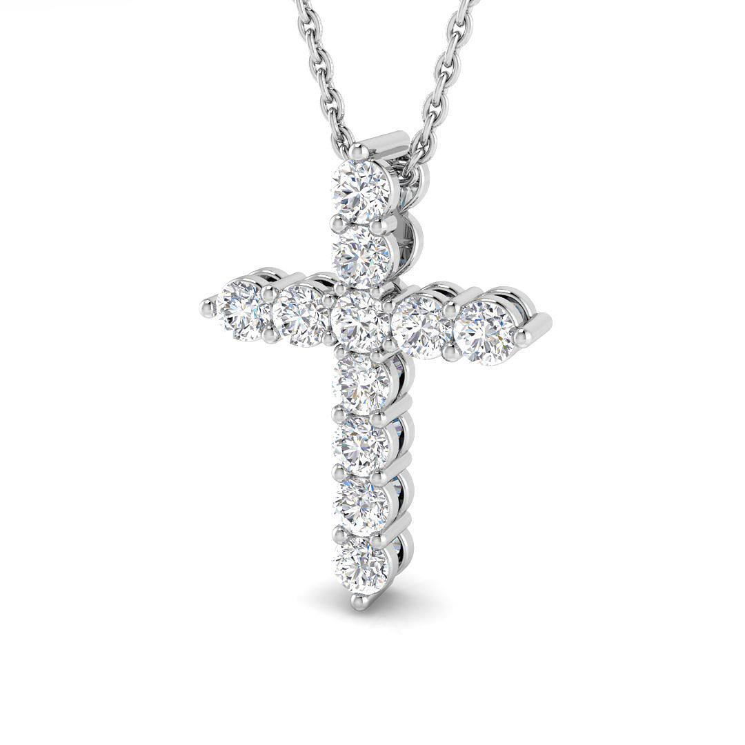 0.5 ct Natural Diamond Round Cross Pendant
