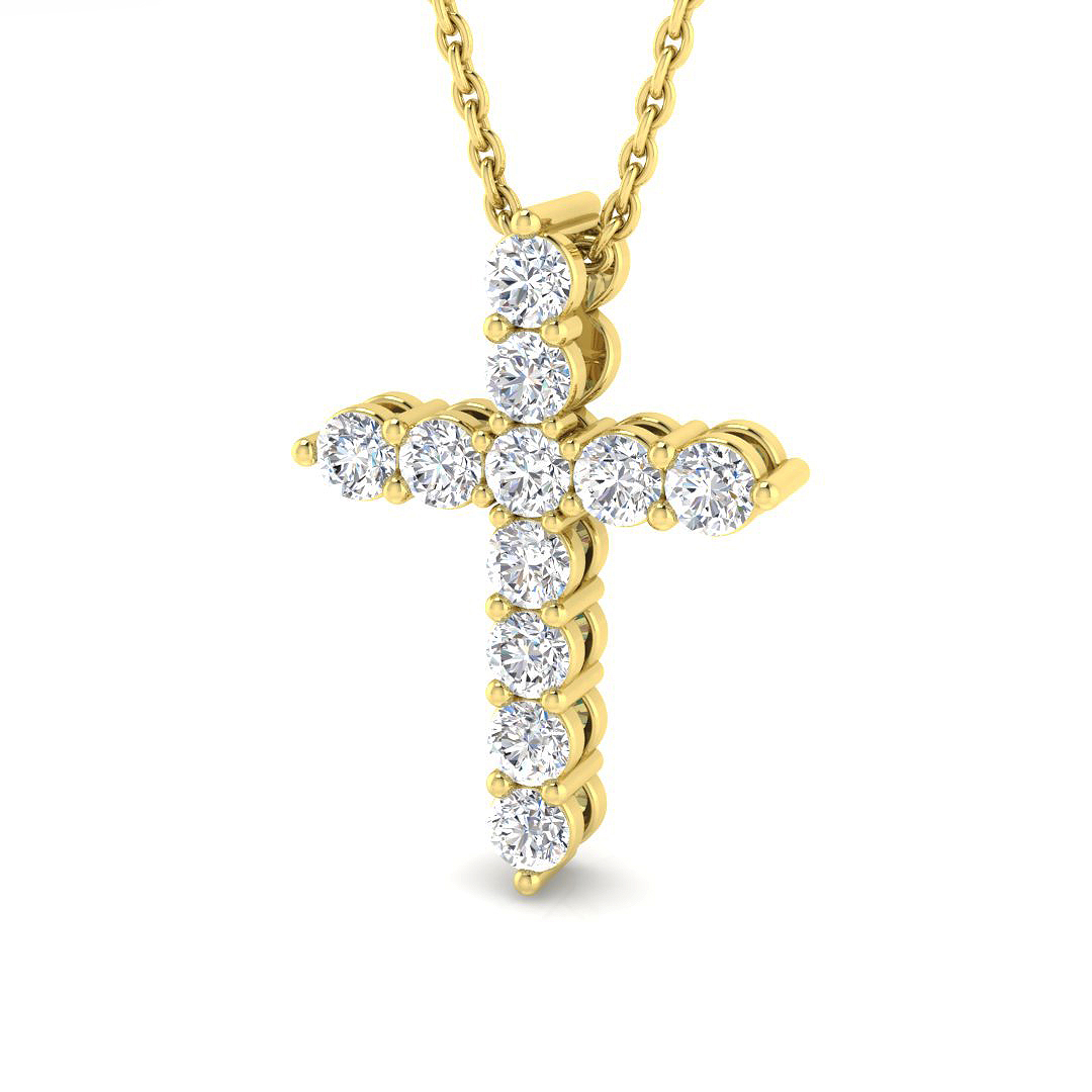 0.5 ct Natural Diamond Round Cross Pendant