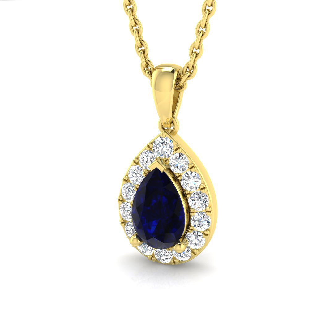 0.8 ct Blue Sapphire Pear Pendant