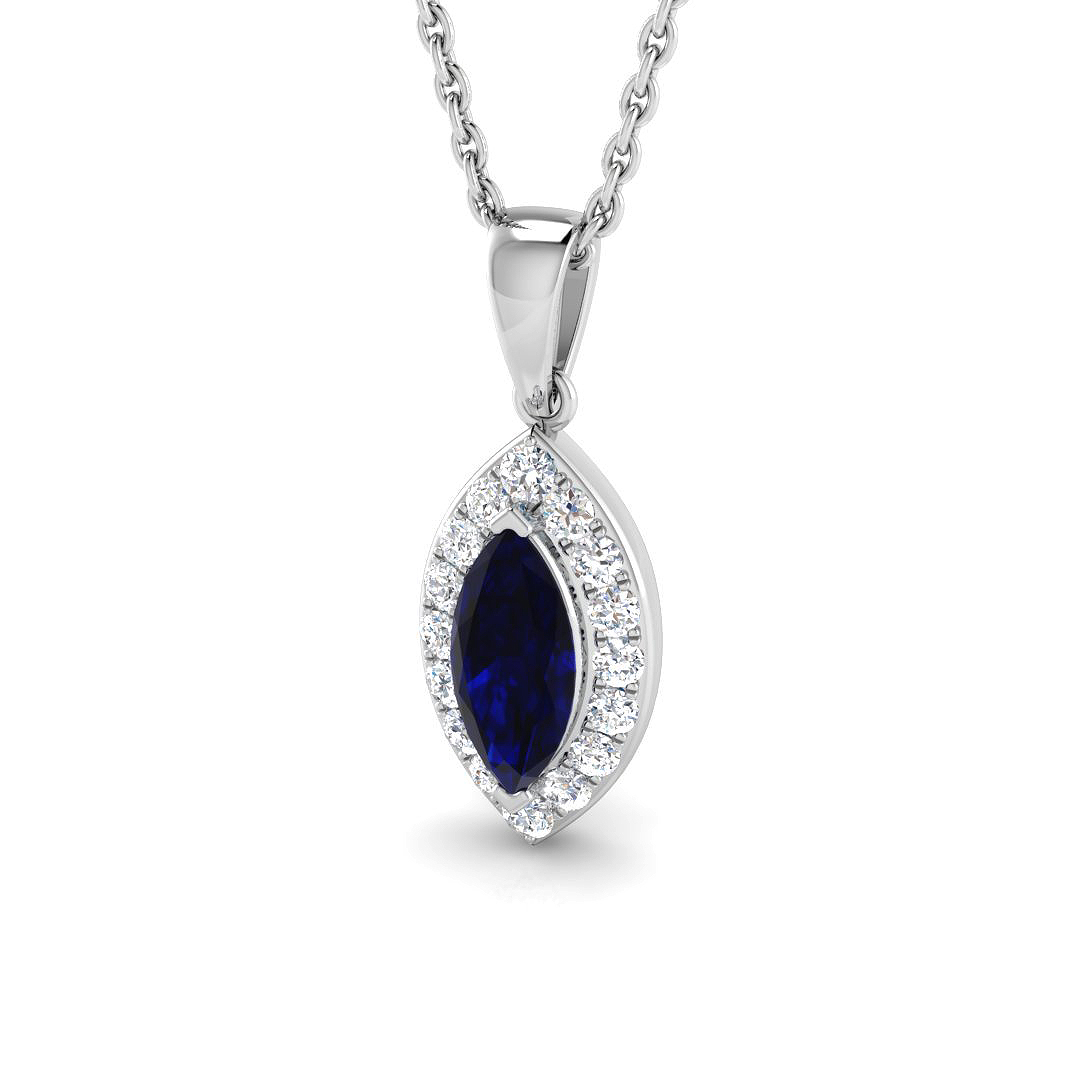0.7 ct Blue Sapphire Marquise Pendant