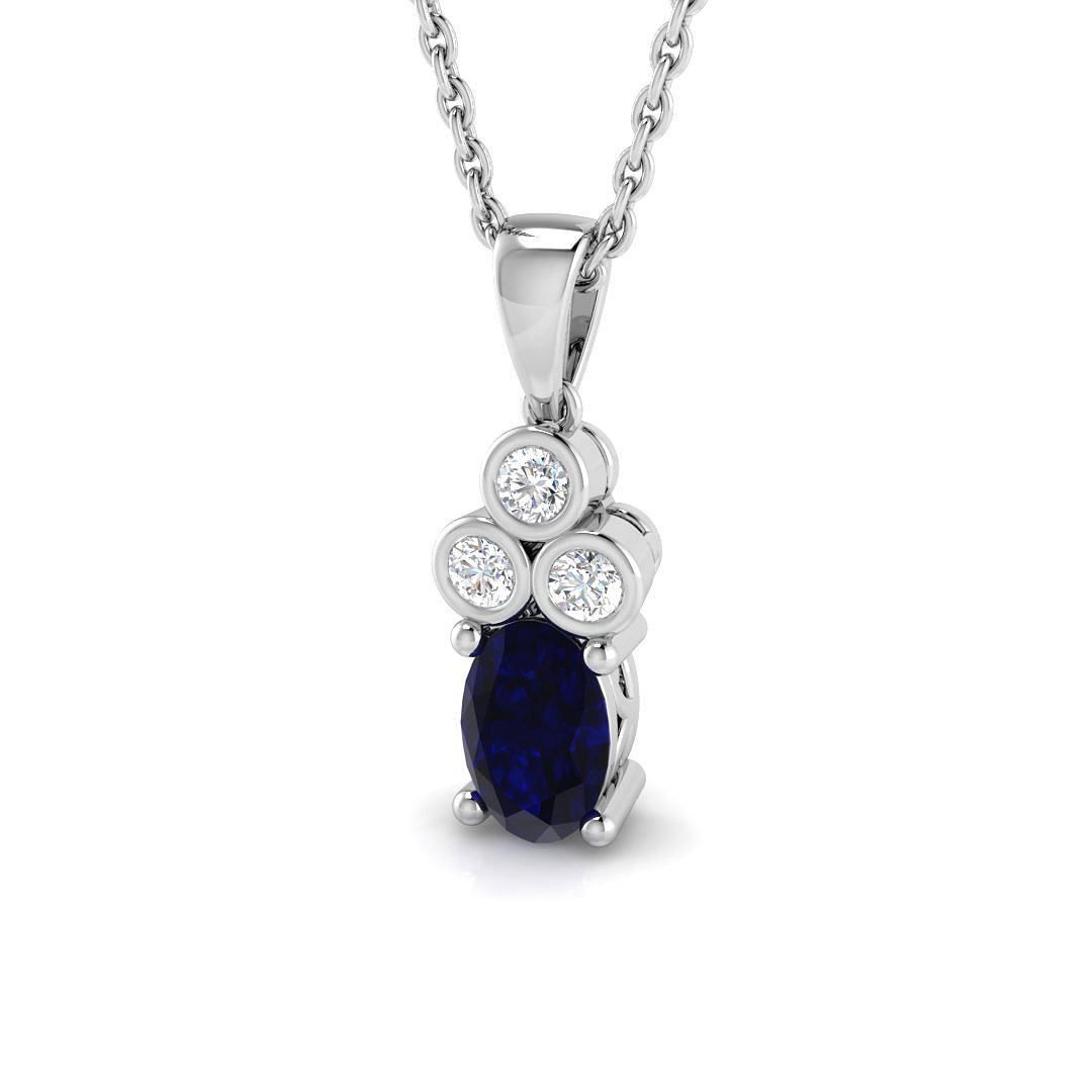 0.65 ct Blue Sapphire Oval Pendant