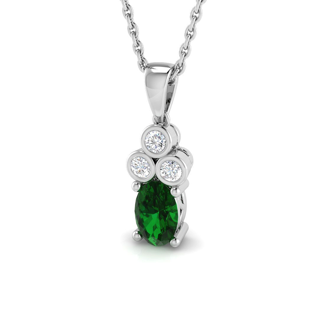 0.55 ct Natural Diamond Emerald Pendant