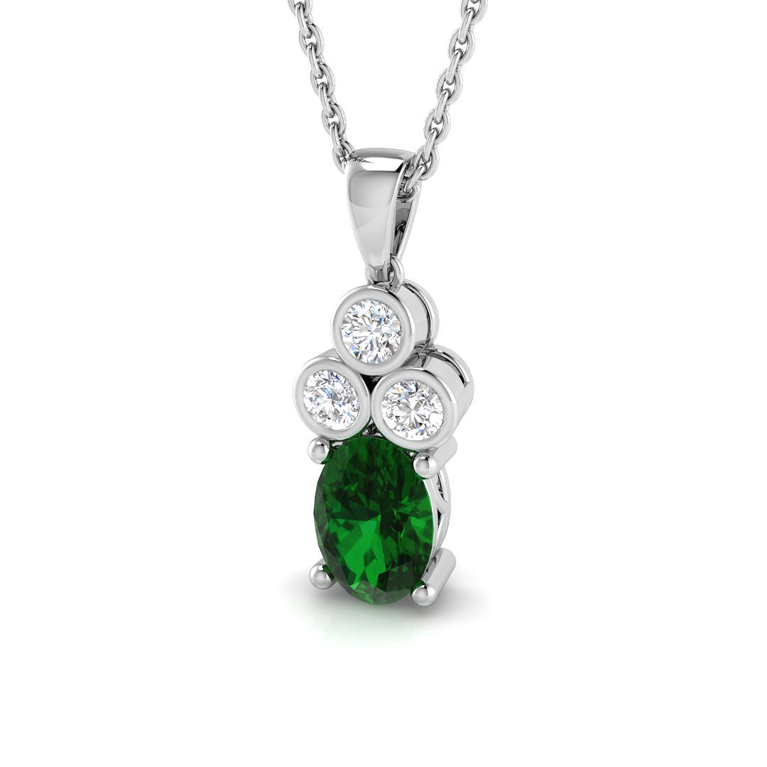 0.9 ct Natural Diamond Emerald Pendant
