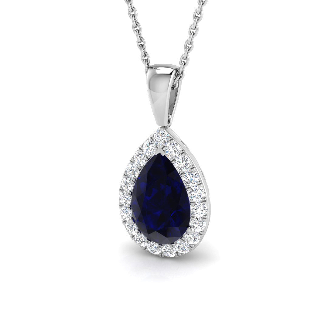 1.95 ct Blue Sapphire Pear Pendants