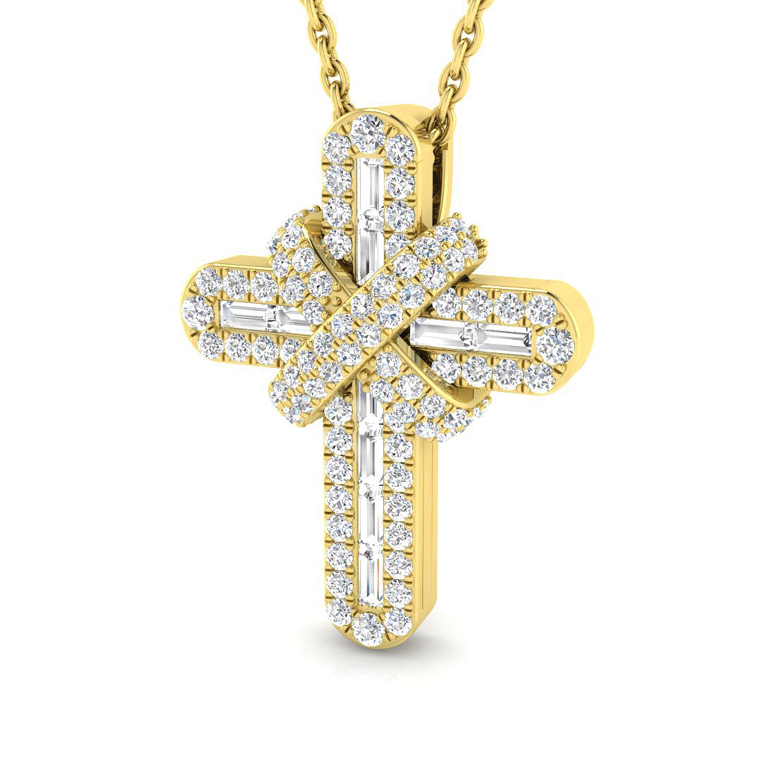 0.4 ct Natural Diamond Baguette Cross Pendant