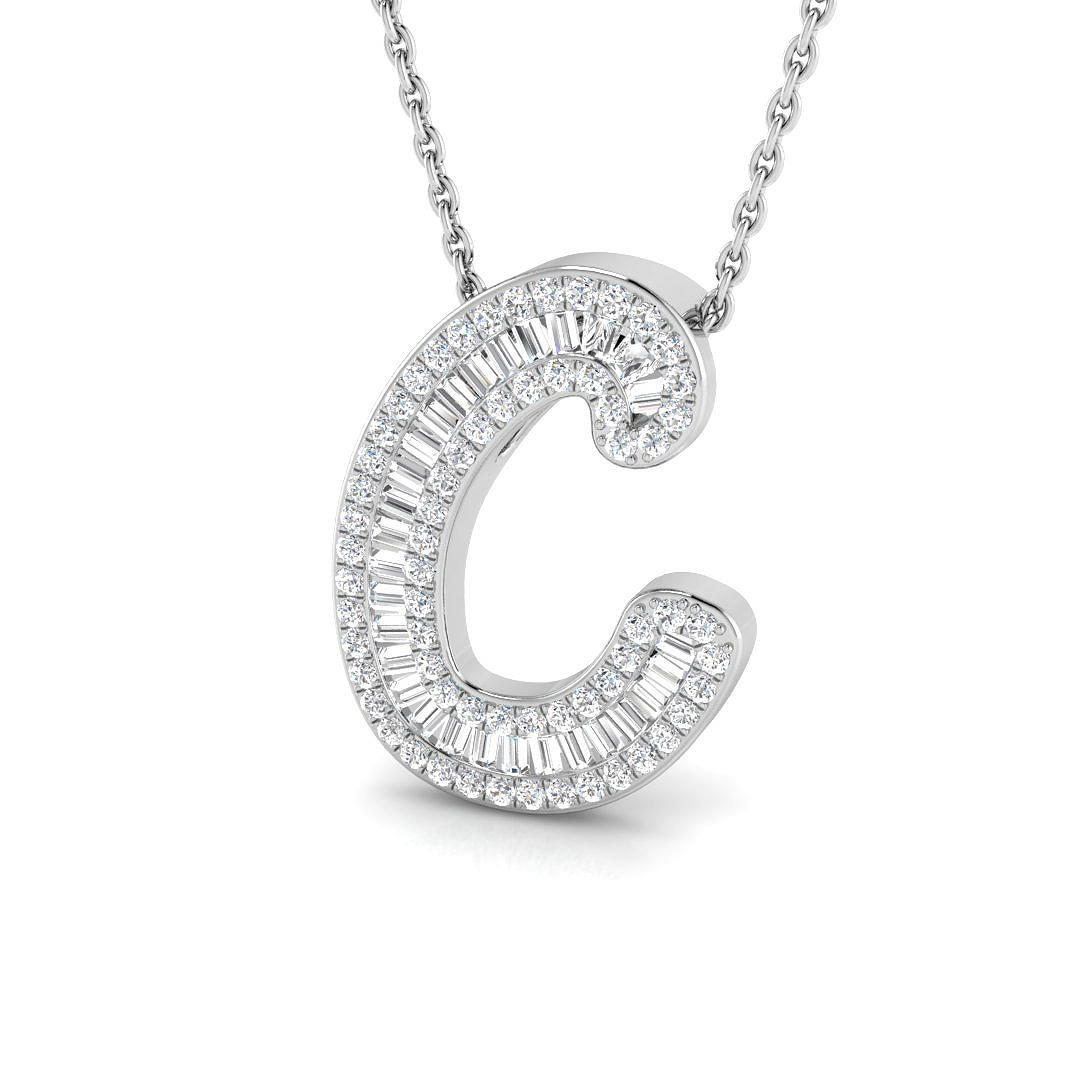 0.3 ct Natural Diamond Baguette Pendant