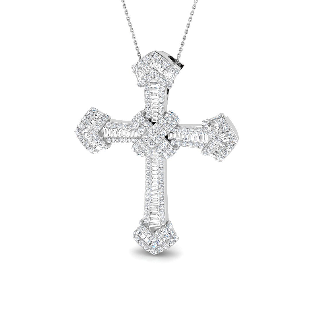 4.05 ct Natural Diamond Baguette Cross Pendant