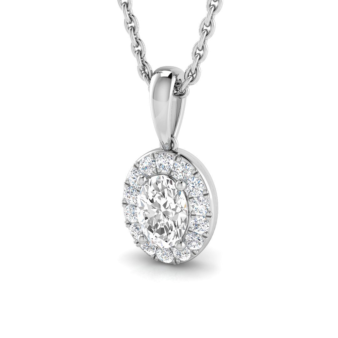 0.35 ct Natural Diamond Oval Pendant