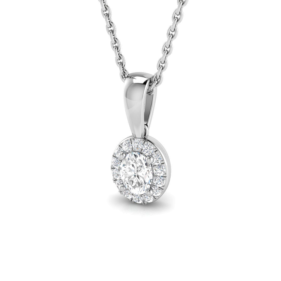 0.25 ct Natural Diamond Oval Pendant