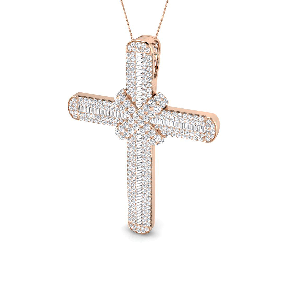 13.65 ct Natural Diamond Baguette Cross Pendant