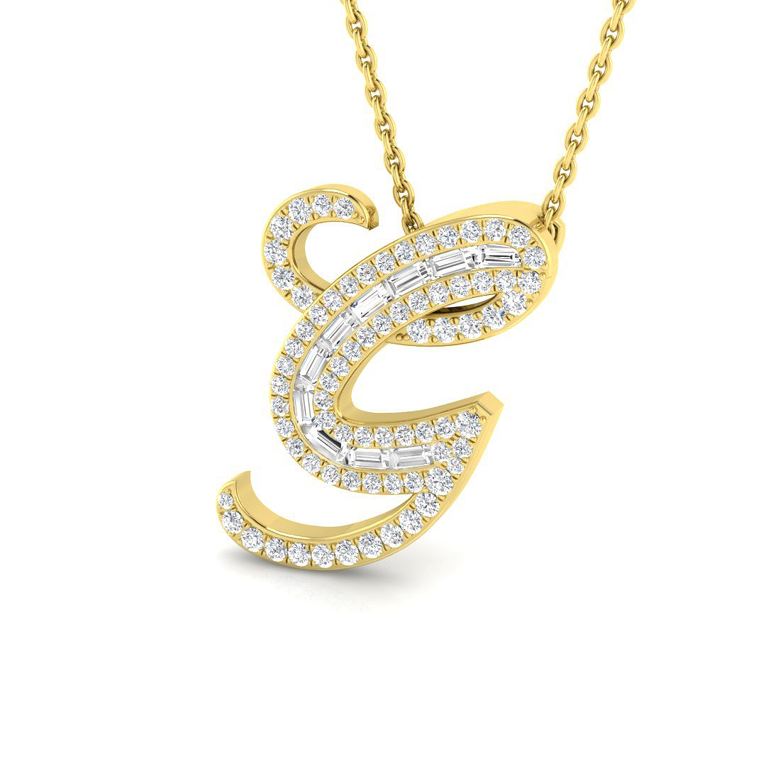 0.4 ct Natural Diamond Baguette Pendant
