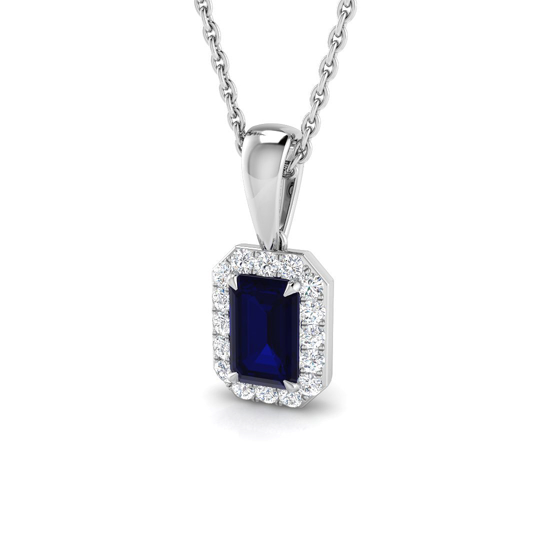 1.1 ct Blue Sapphire Emerald Pendants