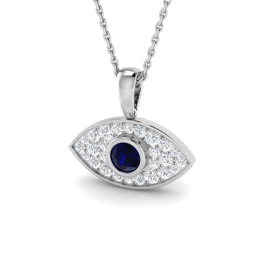 0.55 Ct Blue Sapphire Round Cut  in 9K White Gold
