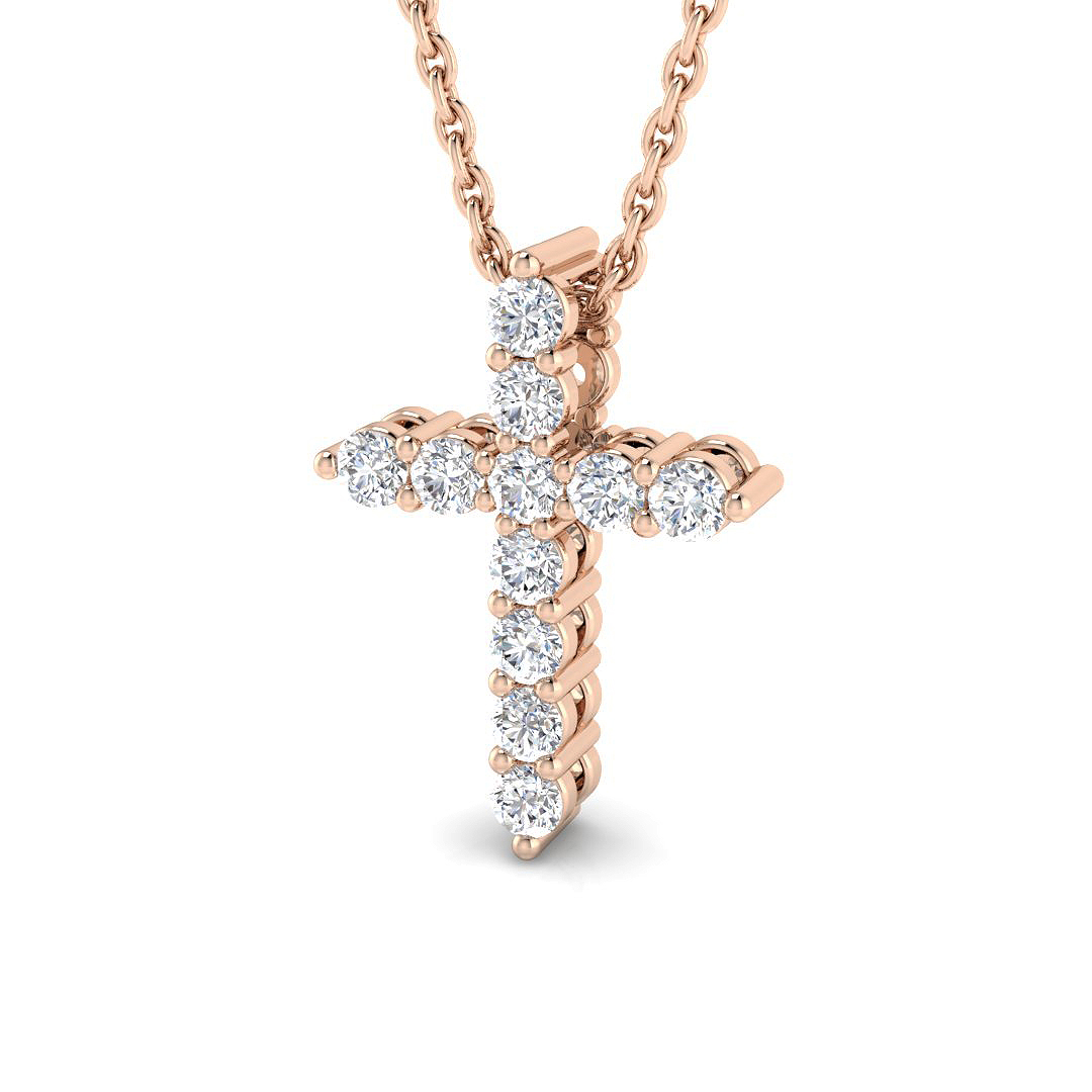 0.25 ct Natural Diamond Round Cross Pendant