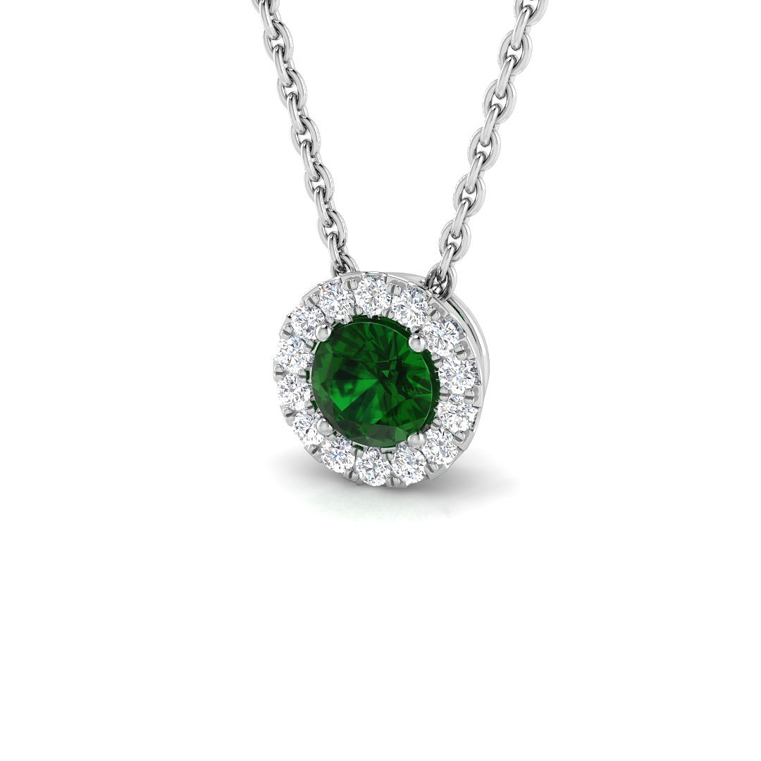 0.35 ct Natural Diamond Emerald Pendant