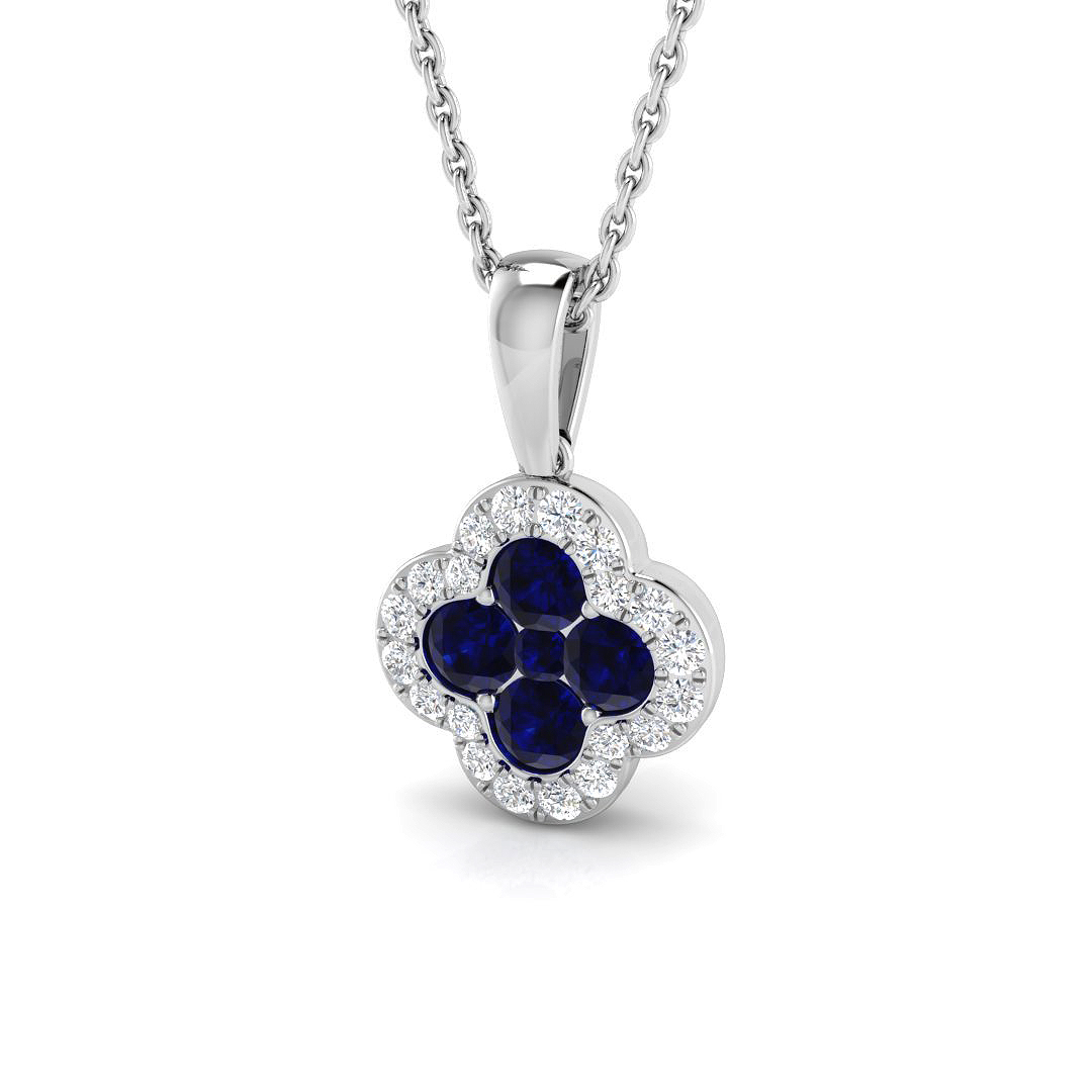 0.6 Ct Blue Sapphire Round Cut  in 18K White Gold