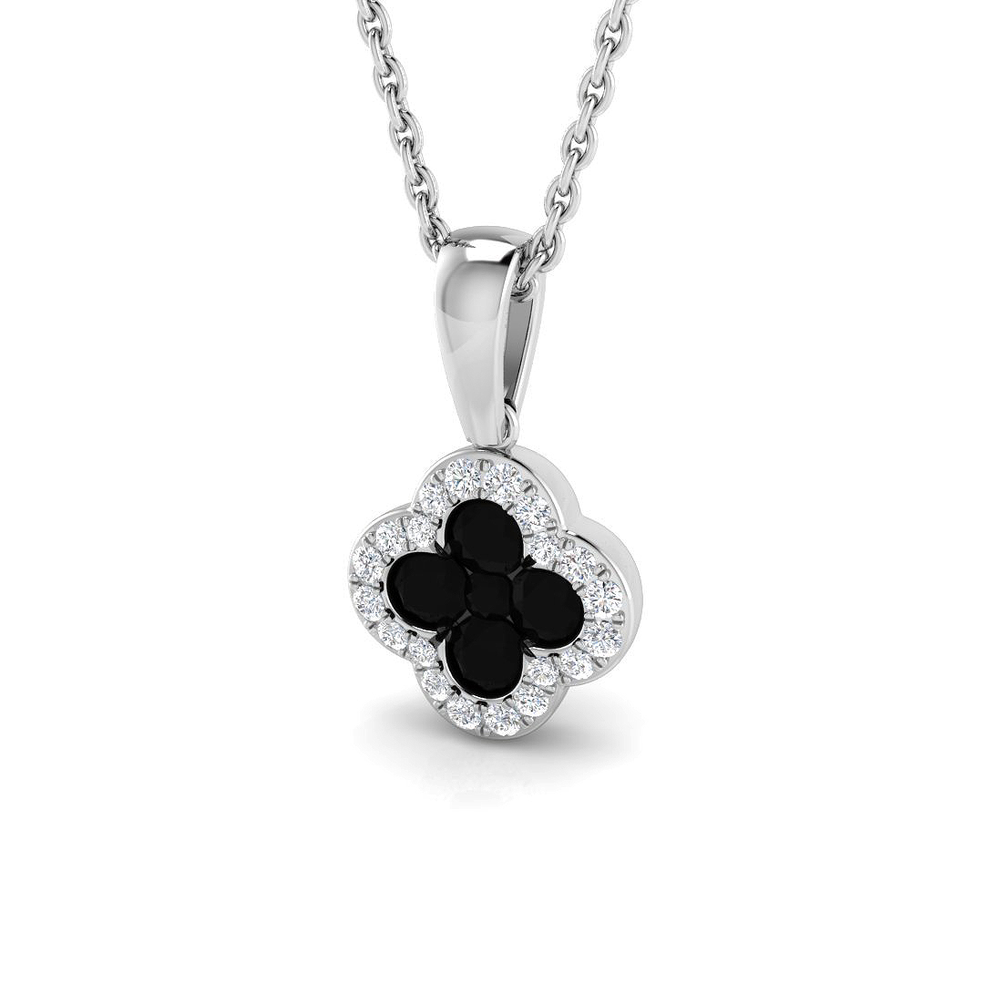 0.35 Ct Black Diamond Round Cut  in 18K White Gold