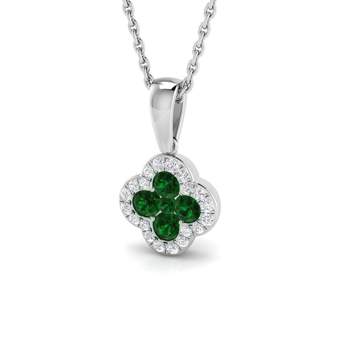 0.3 ct Natural Diamond Emerald Pendant