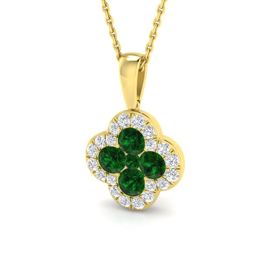 1.15 ct Natural Diamond Emerald Pendant