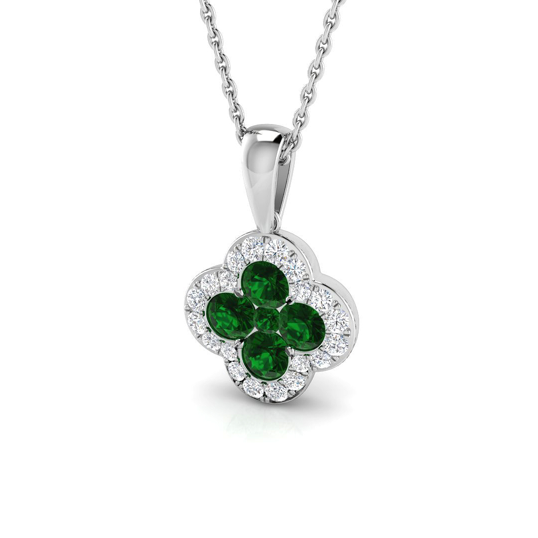 0.7 ct Natural Diamond Emerald Pendant