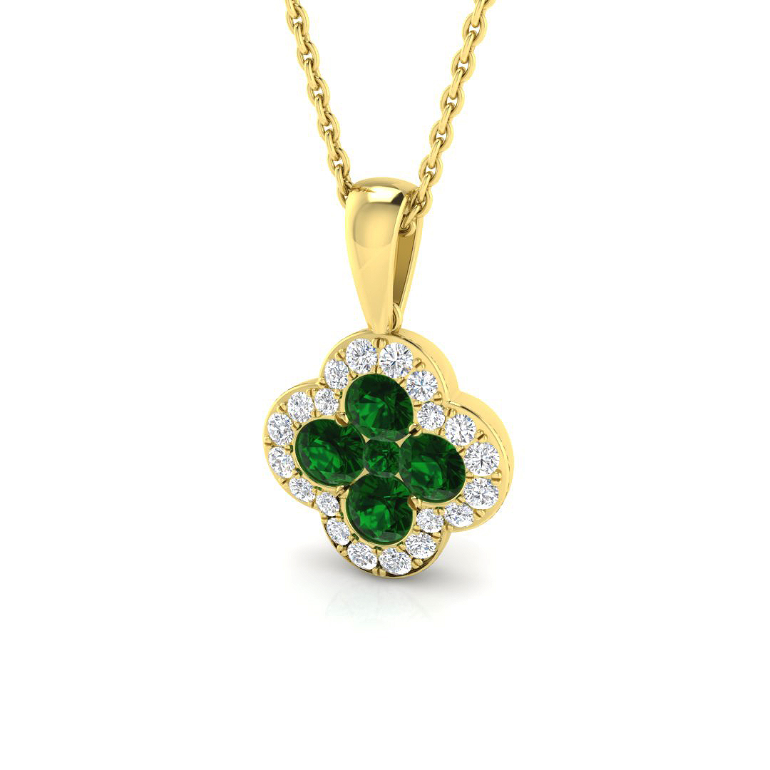 0.7 ct Natural Diamond Emerald Pendant