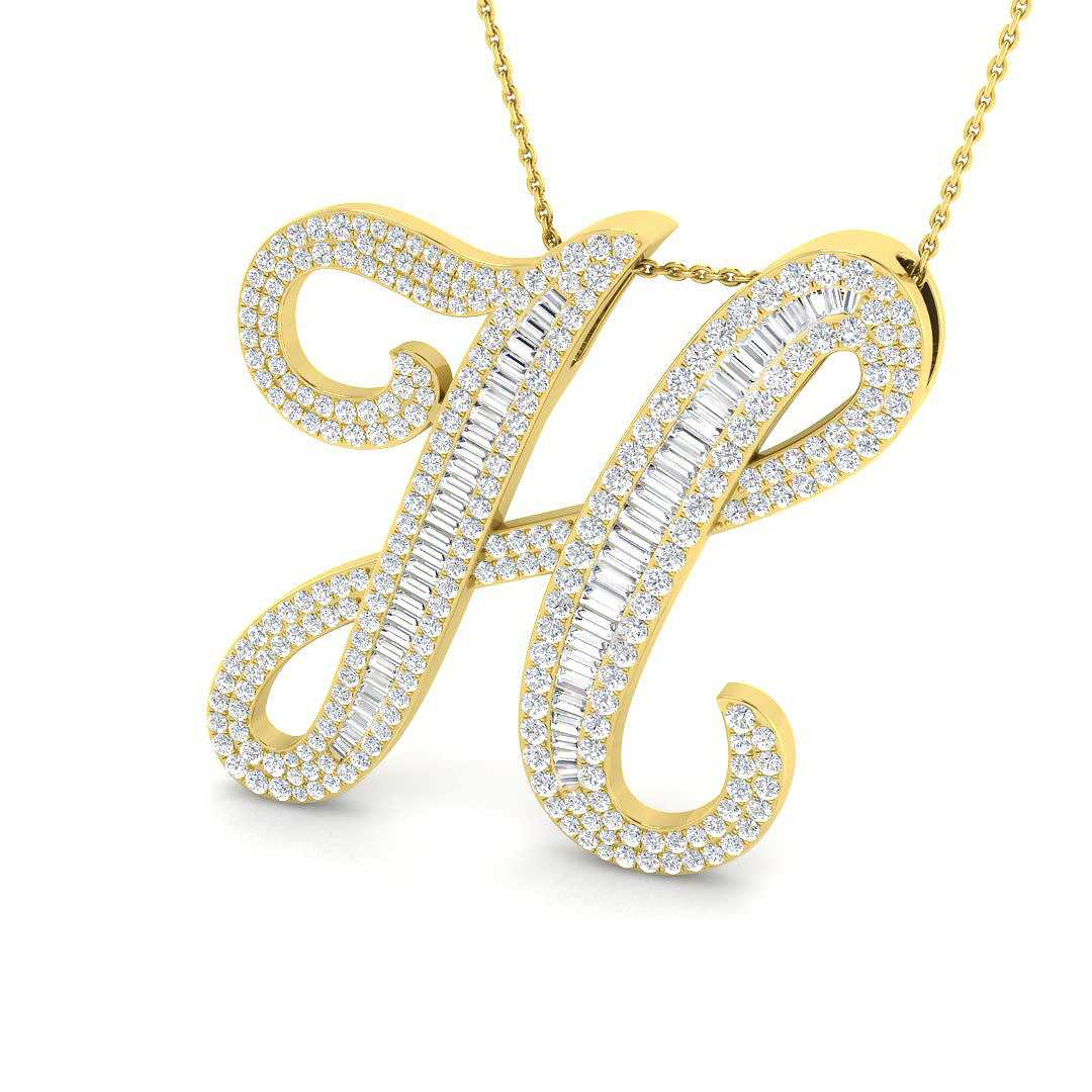 2.9 ct Natural Diamond Baguette Pendant